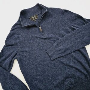 Mantovani Studio Mens Medium Cashmere Quarter 1/4 Zip Sweater Preppy Classic Ivy